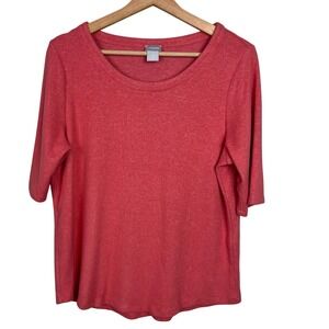 Chicos Coral Pink Super Soft Half Sleeve Scoop Neck Top Women's Size 1 (Medium)